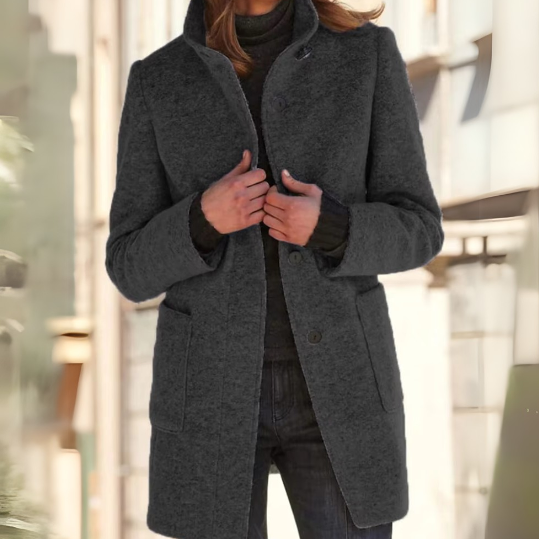 Amy Wool Coat | Elegant Women's Coat with High Collar