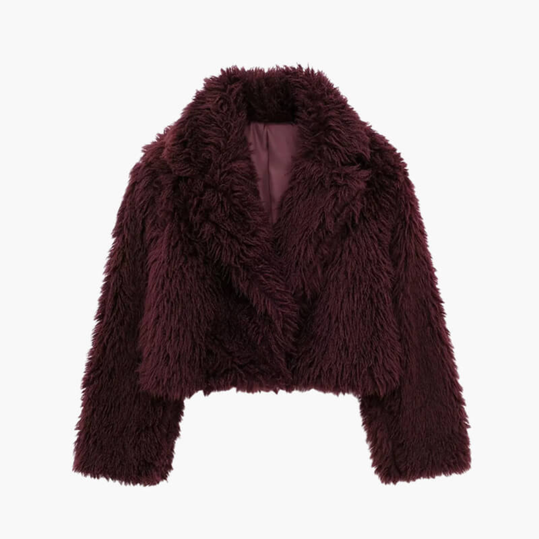 Amelie Jacket | Fluffy Faux Fur Jacket with Lapel Collar for Winter