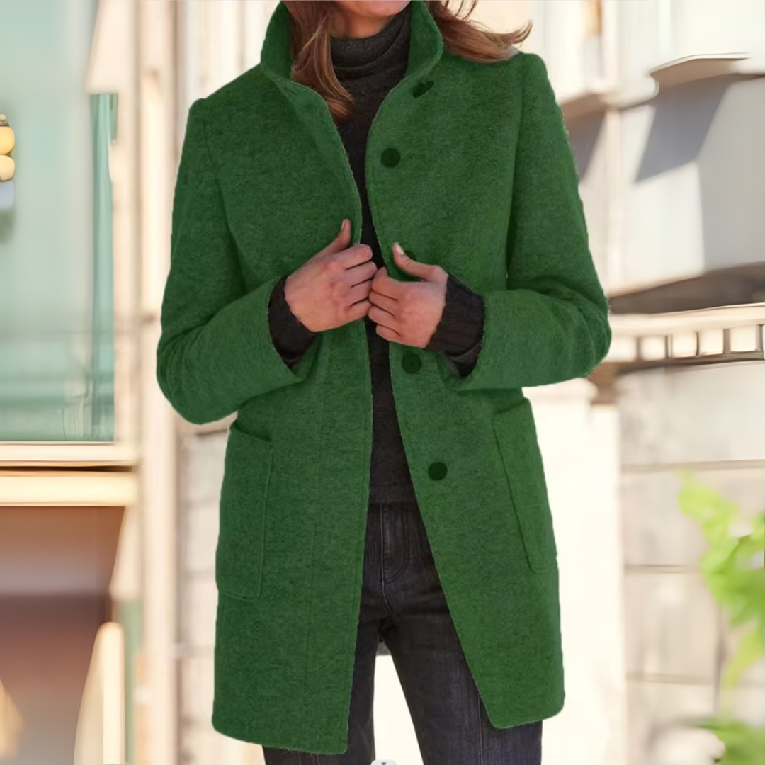 Amy Wool Coat | Elegant Women's Coat with High Collar