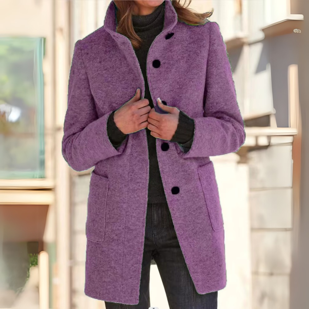 Amy Wool Coat | Elegant Women's Coat with High Collar