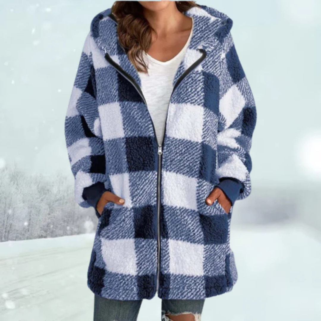 Anastasia Check Coat | Checked Women's Coat with Hood